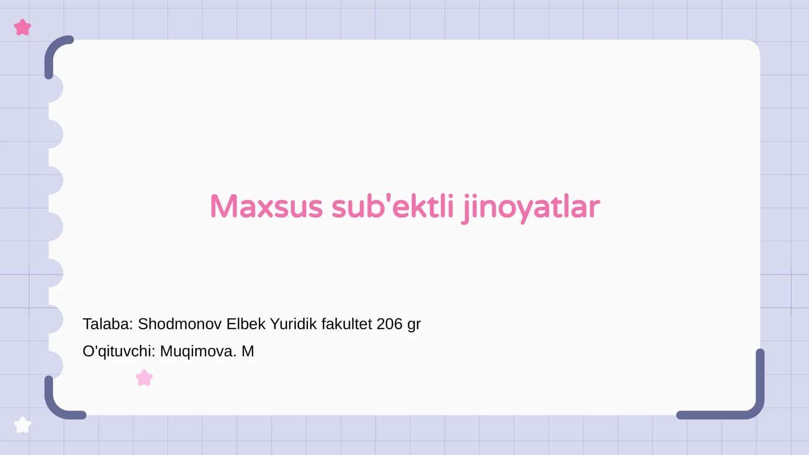 Maxsus sub'ektli jinoyatlar
