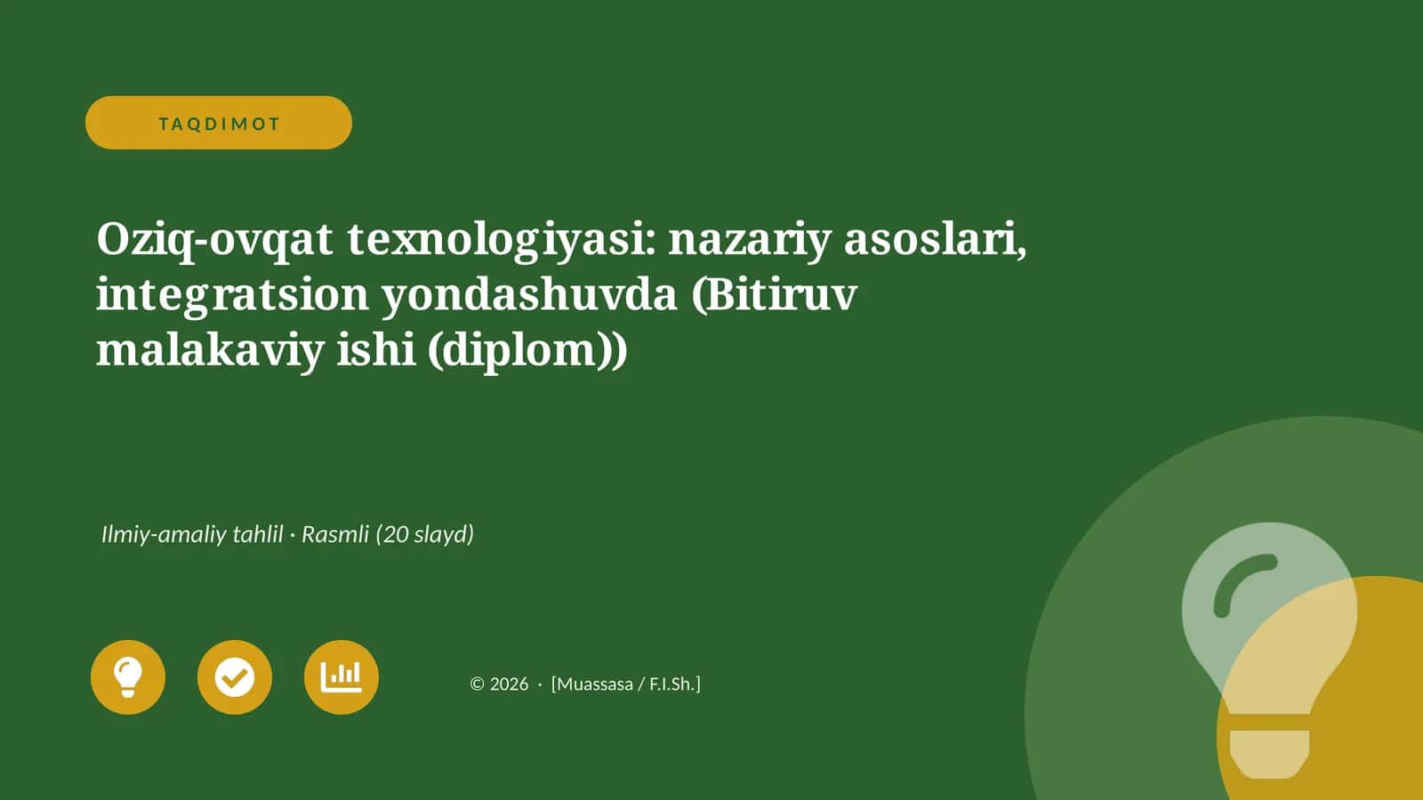 Oziq-ovqat texnologiyasi: nazariy asoslari, integratsion yondashuvda