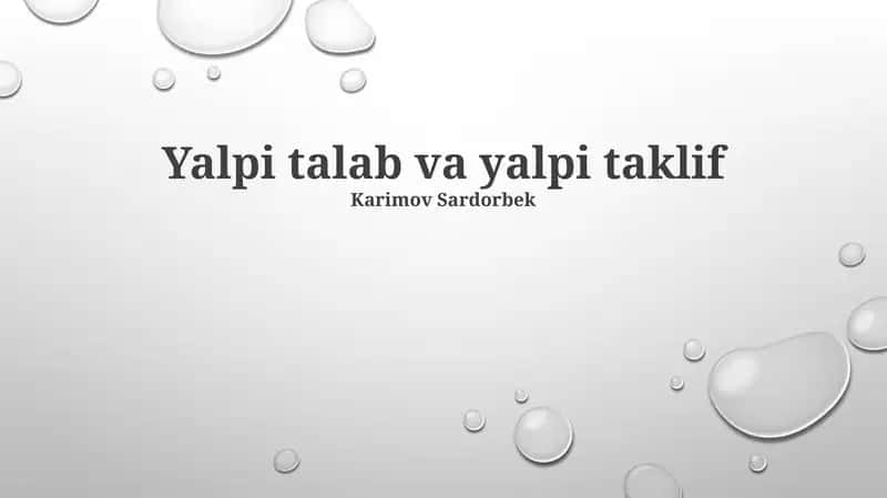 Yalpi talab va yalpi taklif