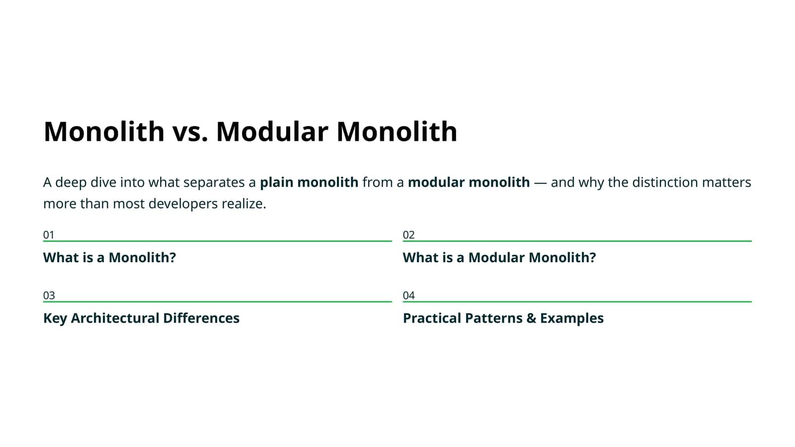 Monolith vs. Modular Monolith