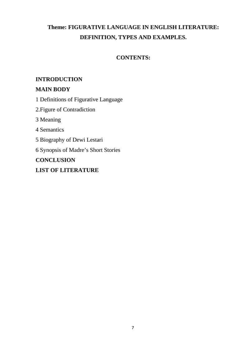 FIGURATIVE LANGUAGE IN ENGLISH LITERATURE