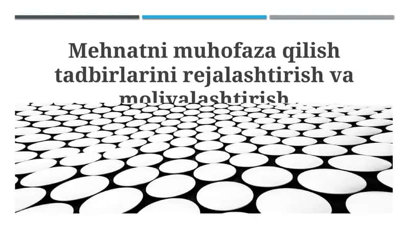 Mehnatni muhofaza qilish tadbirlarini rejalashtirish va moliyalashtirish
