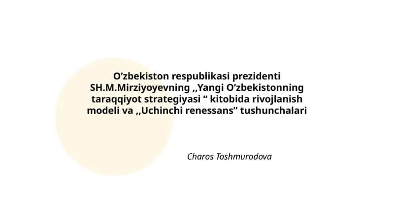 Yangi O’zbekistonning taraqqiyot strategiyasi