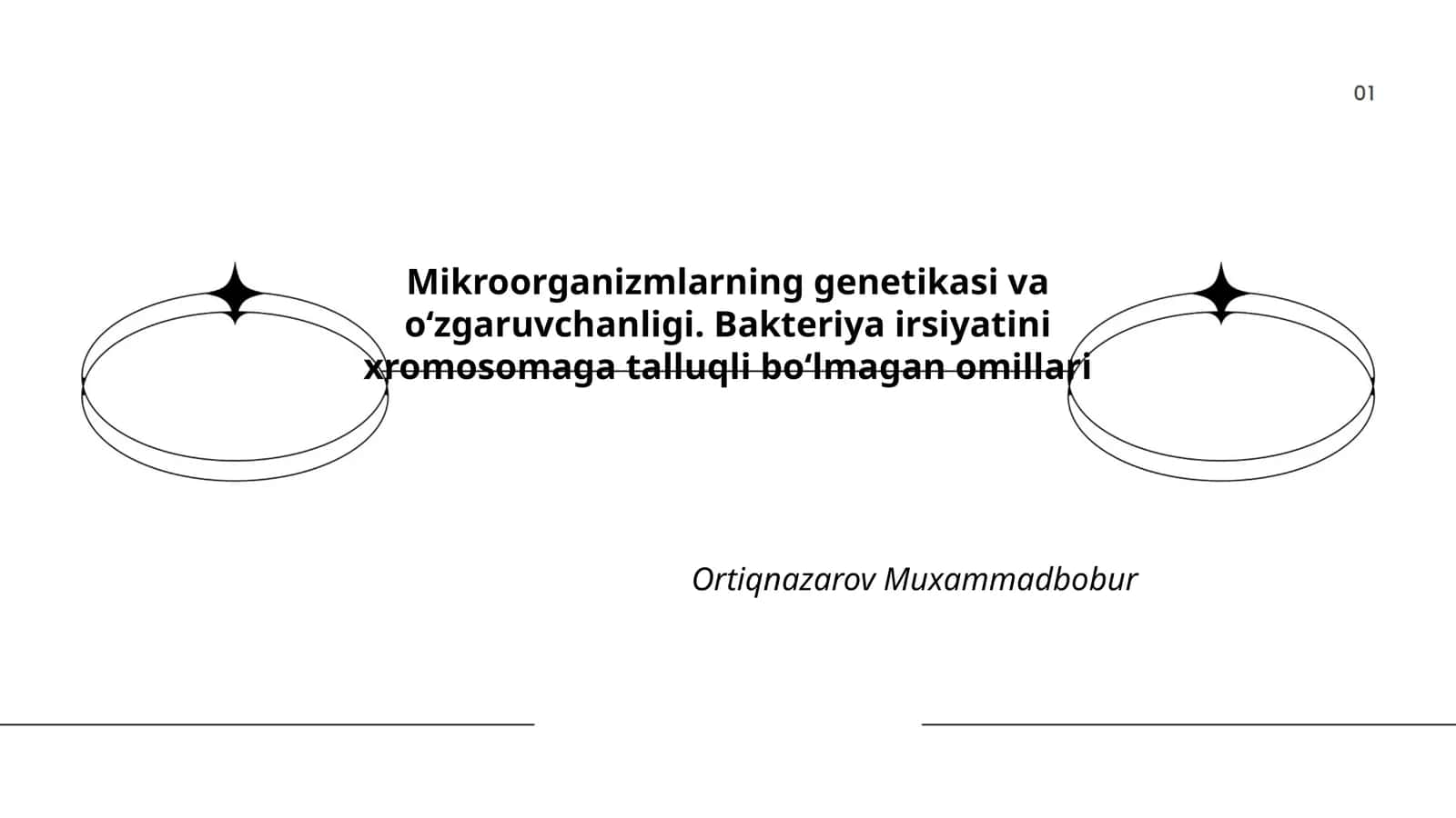 Mikroorganizmlarning genetikasi va oʻzgaruvchanligi. Bakteriya irsiyatini xromosomaga talluqli boʻlmagan omillari