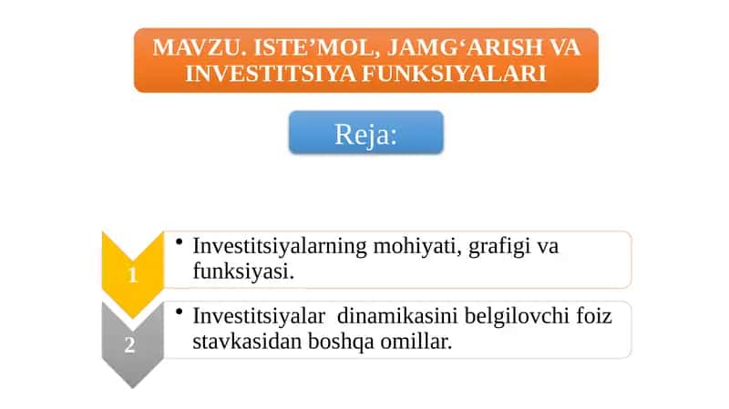 Investitsiyalarning mohiyati, grafiki va funksiyasi