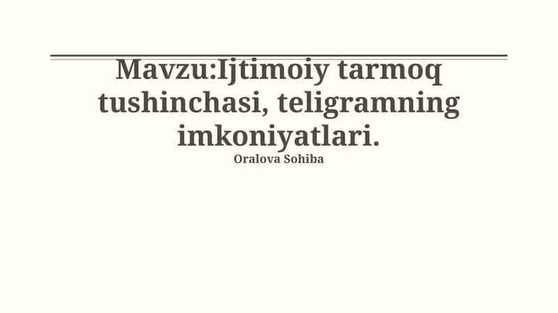 Telegramning imkoniyatlari