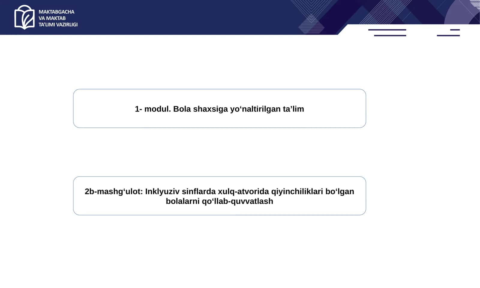 Bola shaxsiga yoʻnaltirilgan ta’lim. Inklyuziv sinflarda xulq-atvorida qiyinchiliklari bo‘lgan bolalarni qo‘llab-quvvatlash