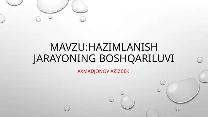 Hazimlanish jarayoning boshqariluvi