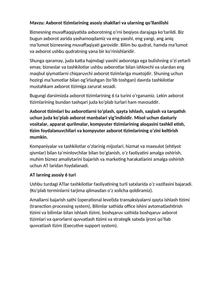 Axborot tizimlari