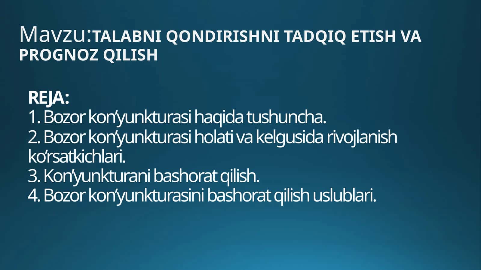 TALABNI QONDIRISHNI TADQIQ ETISH VA PROGNOZ QILISH