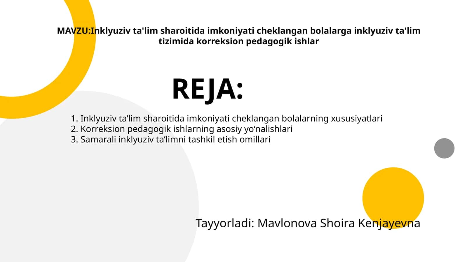 Inklyuziv ta'lim sharoitida imkoniyati cheklangan bolalarga inklyuziv ta'lim tizimida korreksion pedagogik ishlar