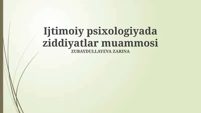 Ijtimoiy psixologiyada ziddiyatlar muammosi