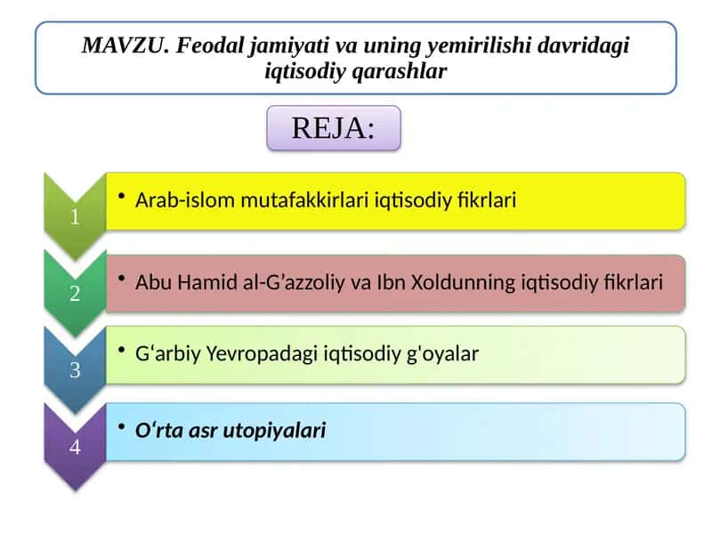 Arab-islom mutafakkirlari iqtisodiy fikrlari