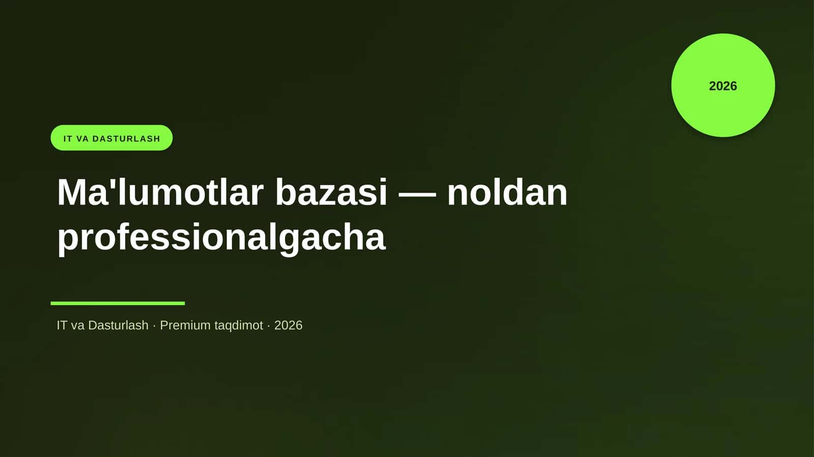 Ma'lumotlar bazasi — noldan professionalgacha
