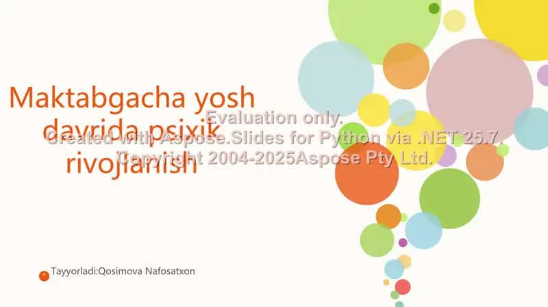 Maktabgacha yosh davri psixologiyasi
