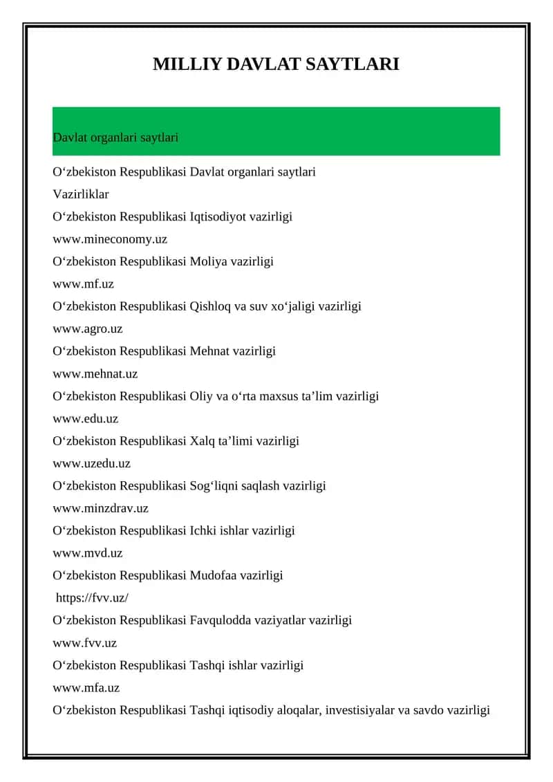 O‘zbekiston Respublikasi Iqtisodiyot vazirligi