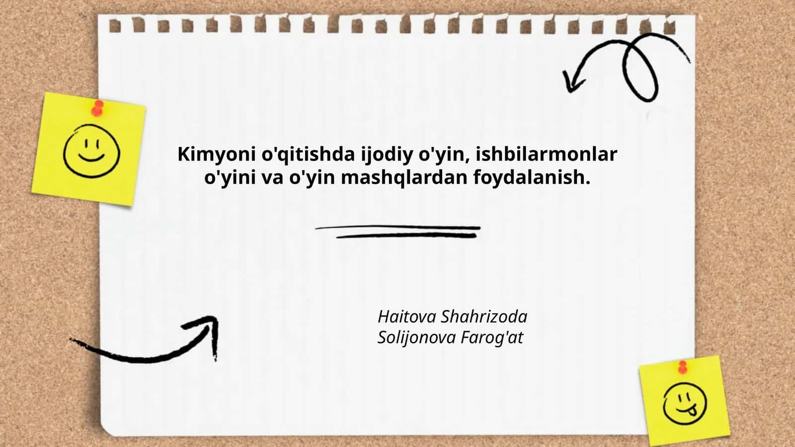 Kimyoni o'qitishda ijodiy o'yinlar va ishbilarmonlar o'yini