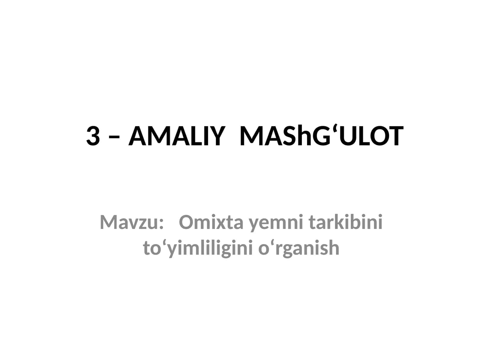 Omixta yemni tarkibini to‘yimliligini o‘rganish