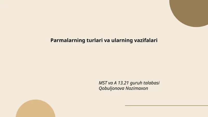 Mexanik parmalarning turlari
