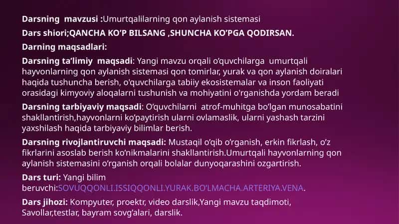 Umurtqalilarning qonaylanish tizimi