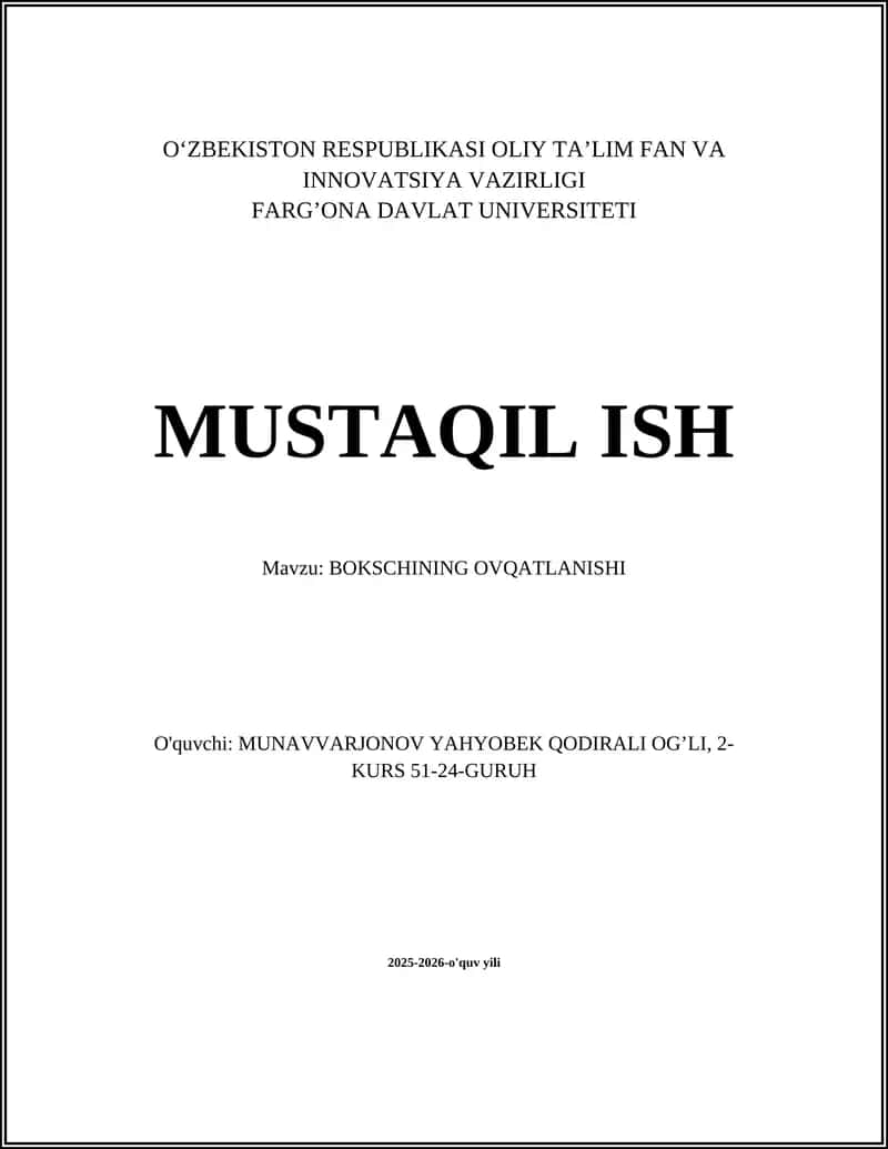 Bokschining Ovqatlanishi