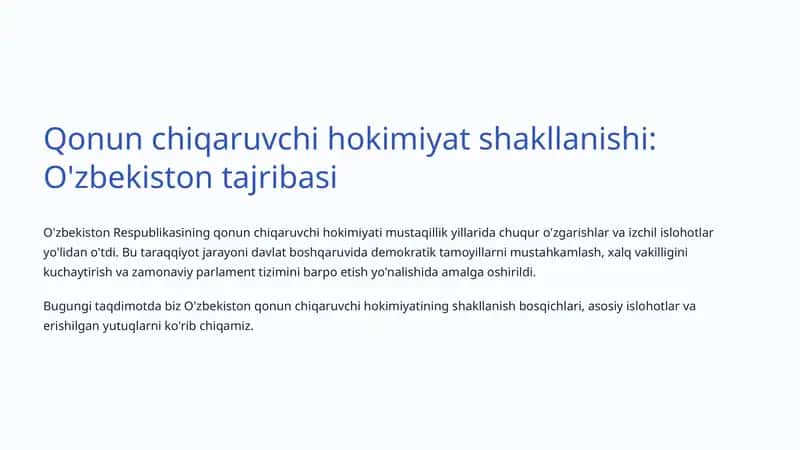 O'zbekiston qonun chiqaruvchi hokimiyati
