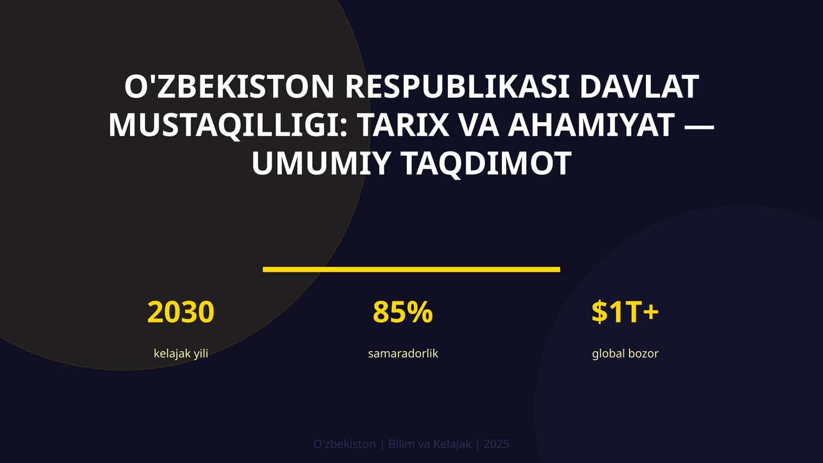 O'zbekiston Respublikasi davlat mustaqilligi: tarix va ahamiyat — umumiy taqdimot