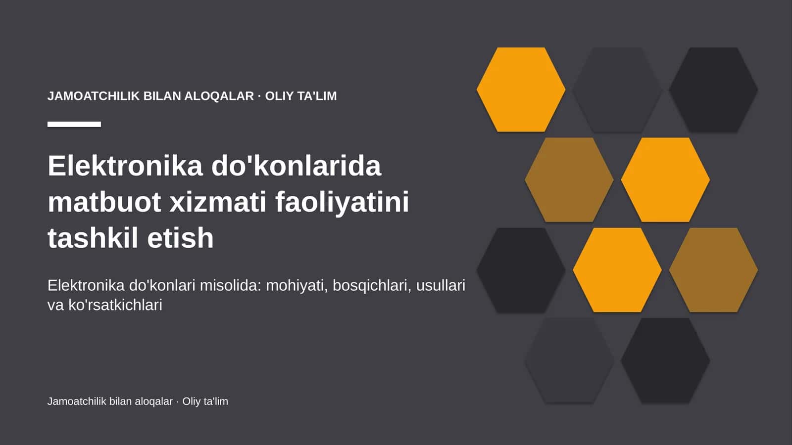 Elektronika do'konlarida matbuot xizmati faoliyatini tashkil etish