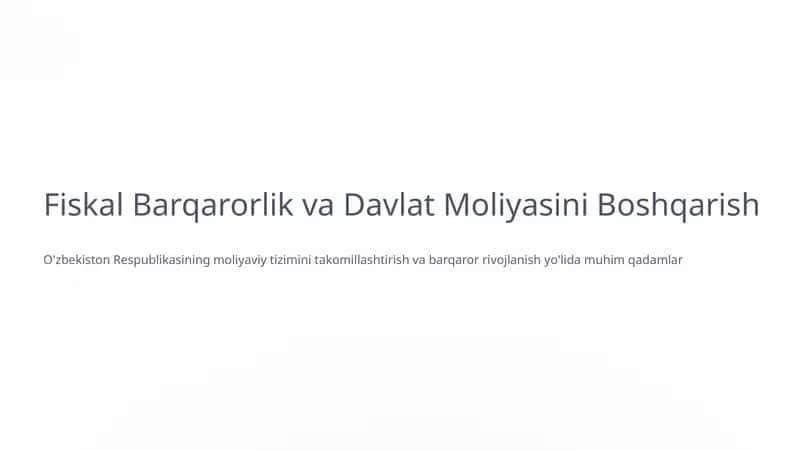 Fiskal Barqarorlik va Davlat Moliyasini Boshqarish