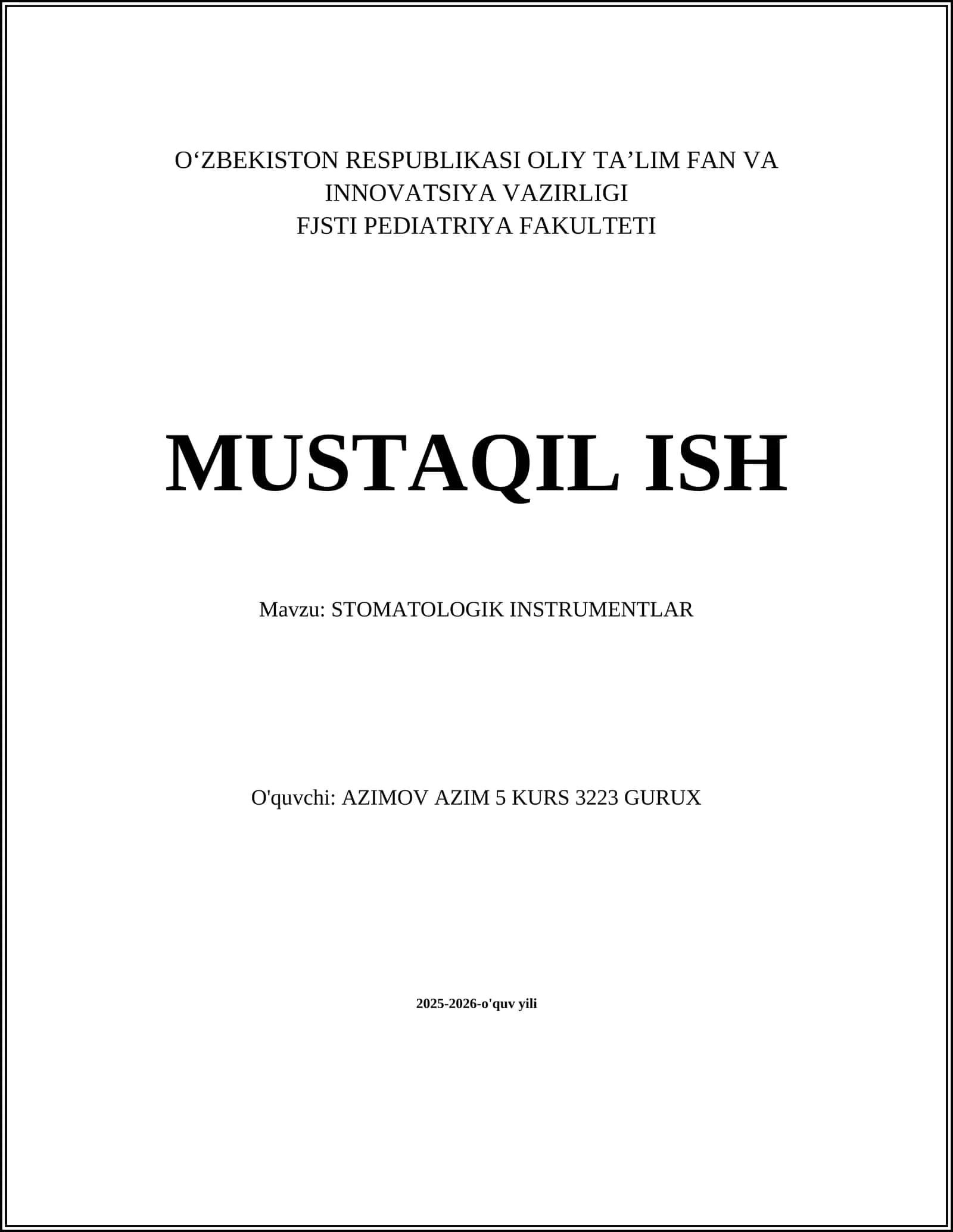STOMATOLOGIK INSTRUMENTLAR