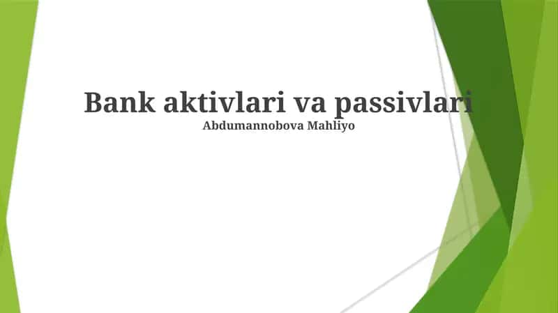 Bank aktivlari va passivlari