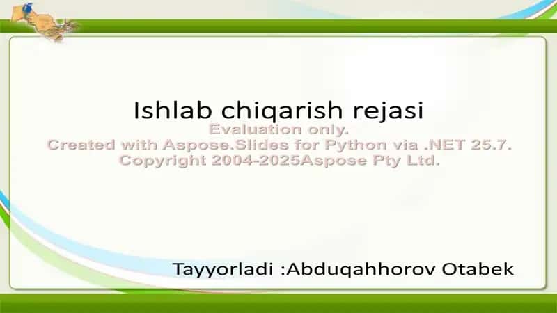 Ishlab chiqarish rejasi