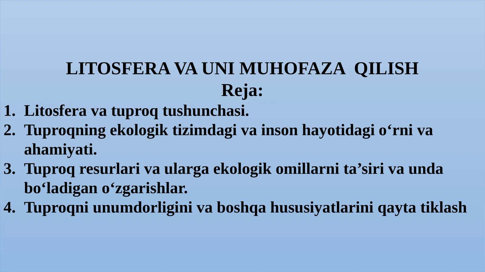 LITOSFERA VA UNI MUHOFAZA QILISH