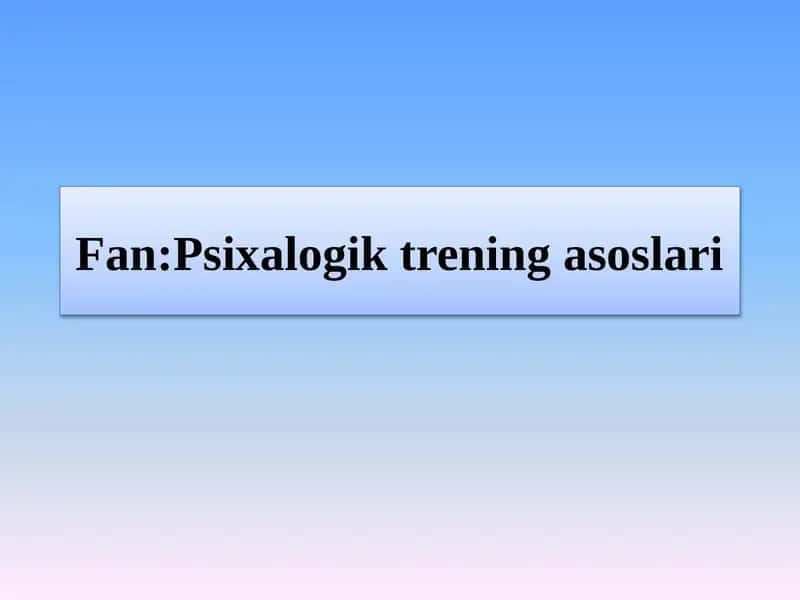 Mavzu:Nizolarni bartaraf etuvchi treninglar