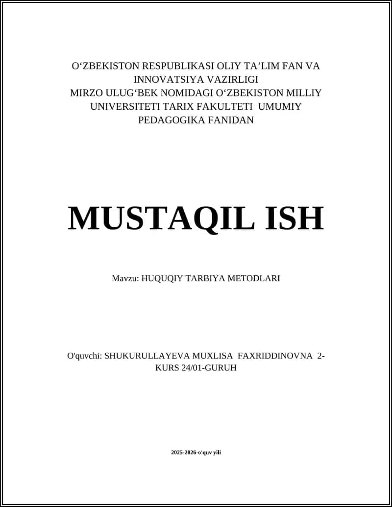 Huquqiy tarbiya metodlari