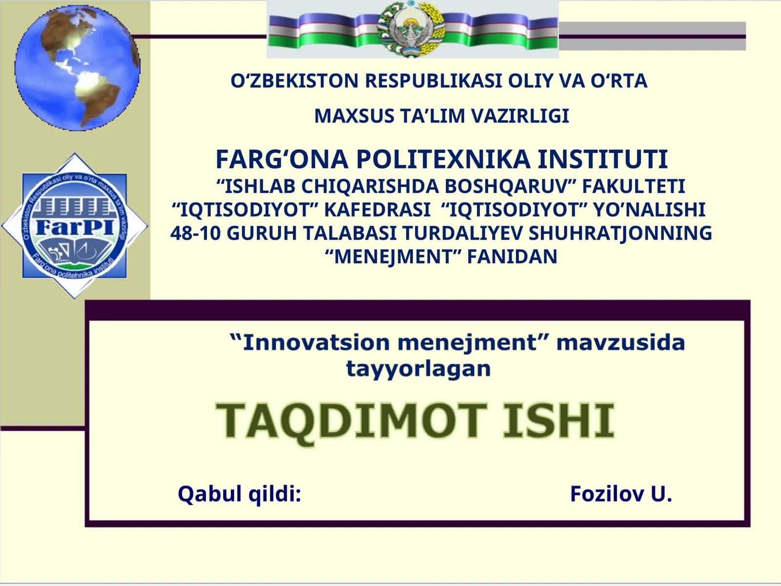 Innovatsion menejmentning maqsad va vazifalari