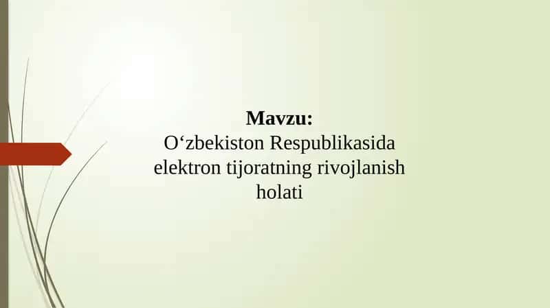 O‘zbekiston Respublikasida elektron tijoratning rivojlanish holati
