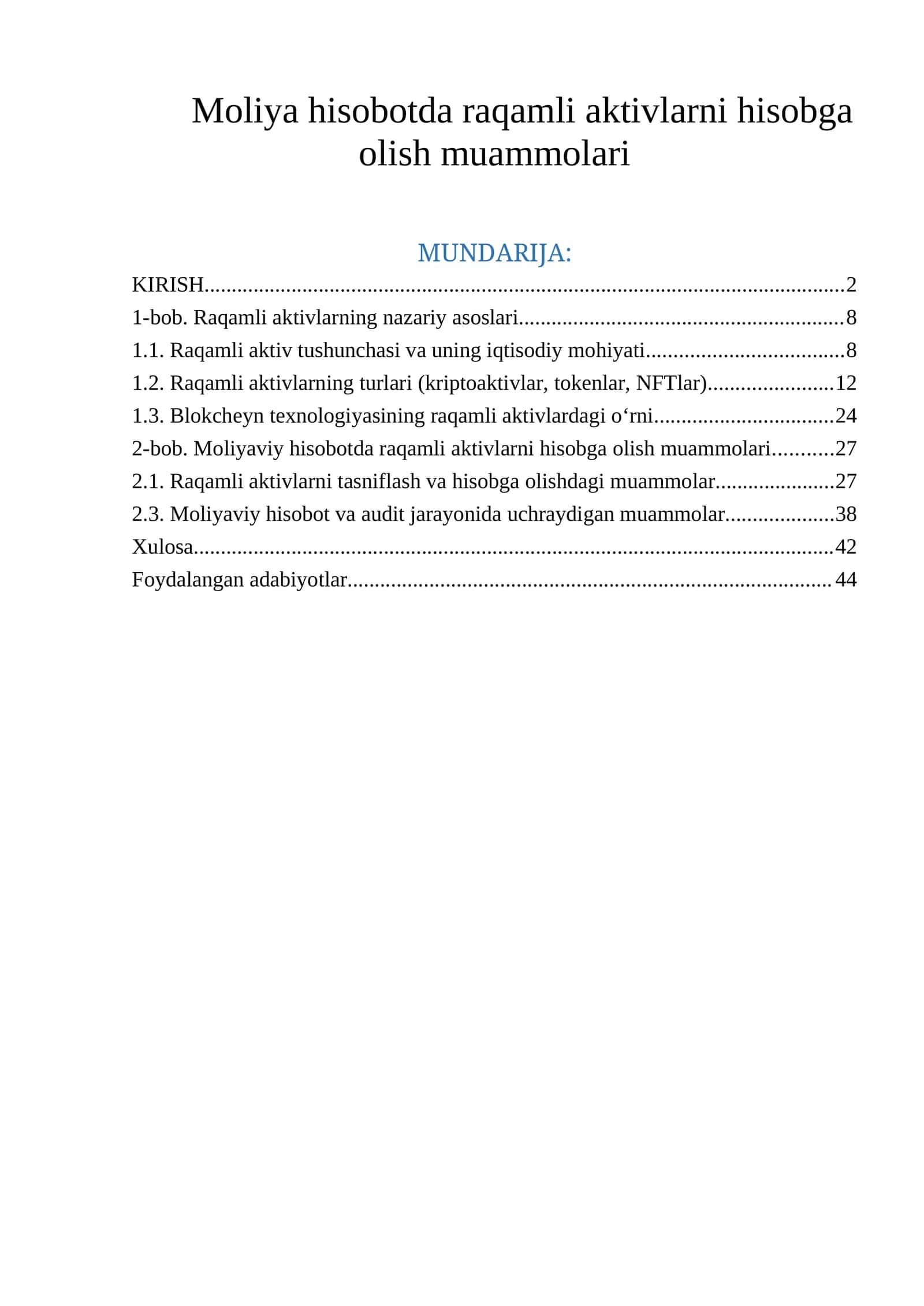 Raqamli Aktivlarni Hisobga Olish Muammolari