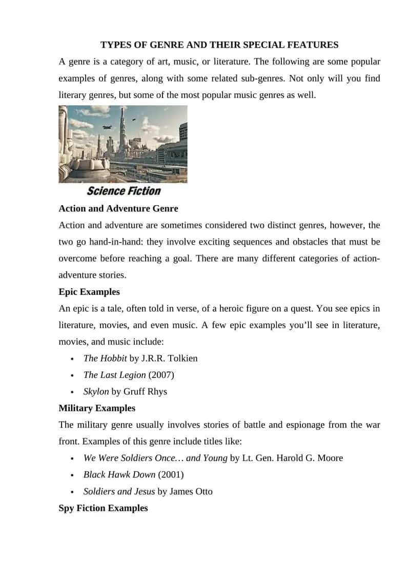 Types of Genre and Their Special Features
