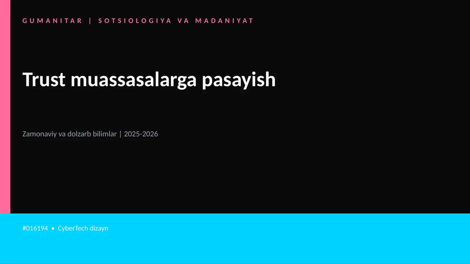 Trust muassasalarga pasayish