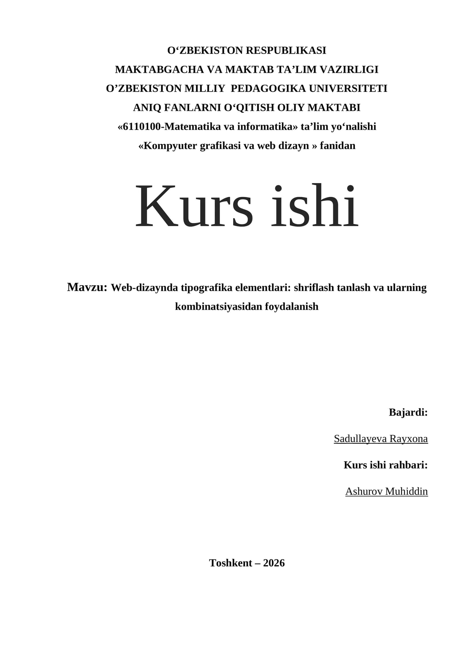 Web-dizaynda tipografika elementlari: shriflash tanlash va ularning kombinatsiyasidan foydalanish