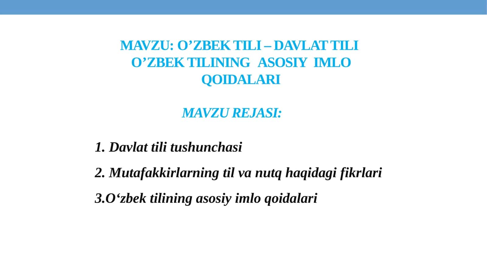 O‘zbek Tili - Davlat Tili