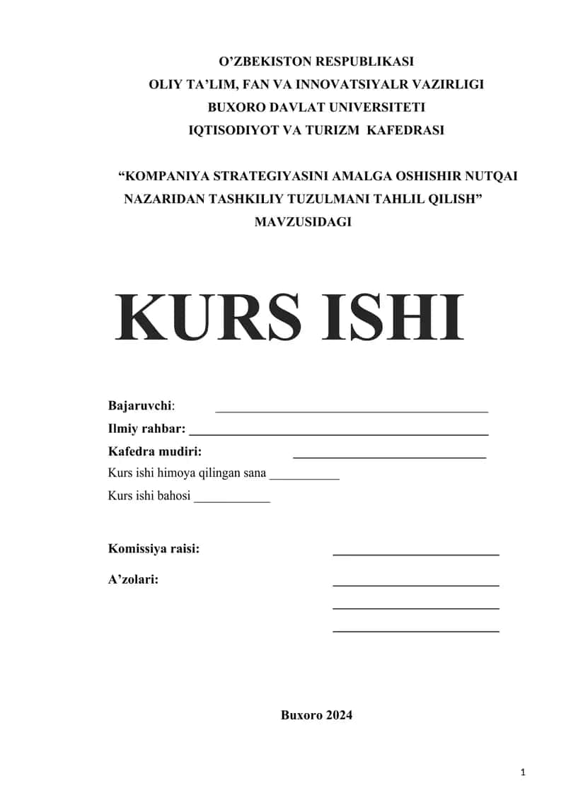 KOMPANIYA STRATEGIYASINI AMALGA OSHISHIR