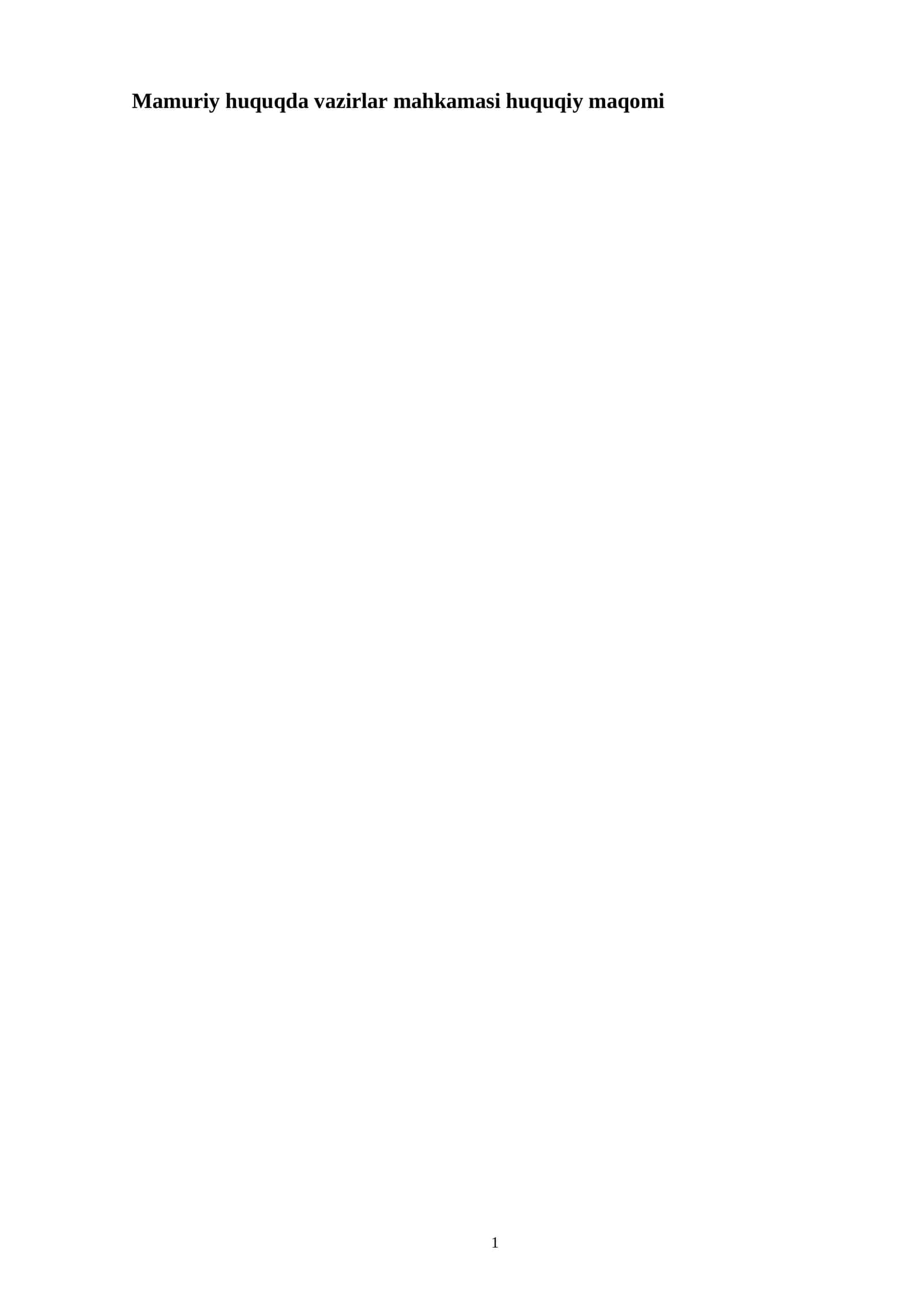Vazirlar Mahkamasi huquqiy maqomi