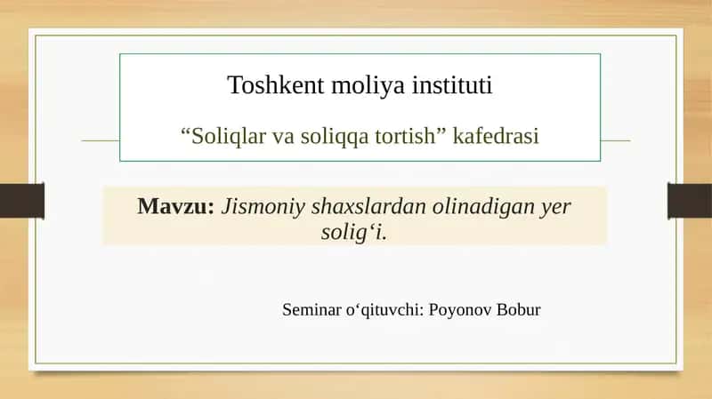 Jismoniy shaxslardan olinadigan er soligi