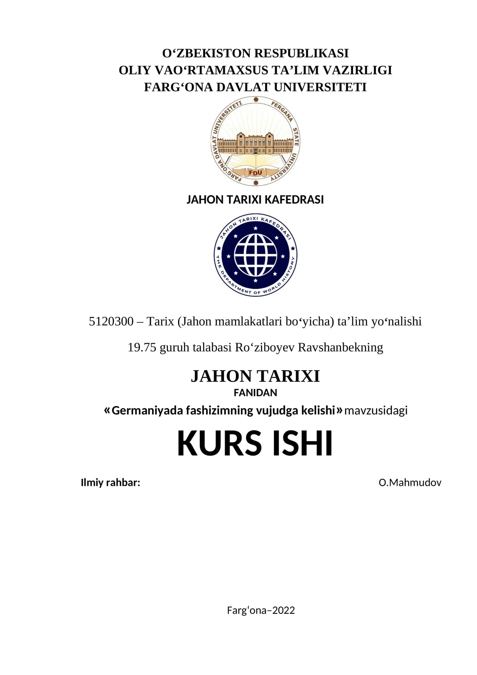 Germaniyada fashizimning vujudga kelishi