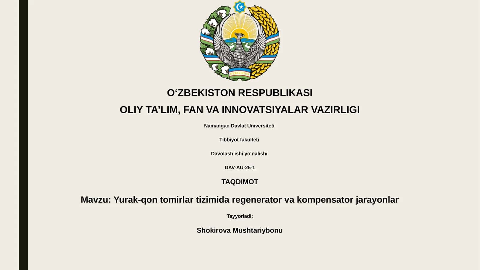 Yurak-qon tomirlar tizimida regenerator va kompensator jarayonlar