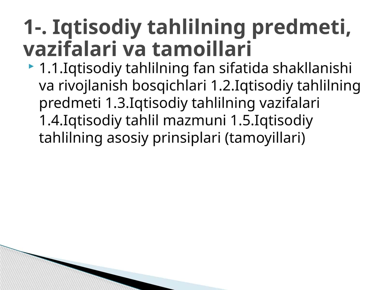 Iqtisodiy tahlilning fan sifatida shakllanishi va rivojlanish bosqichlari