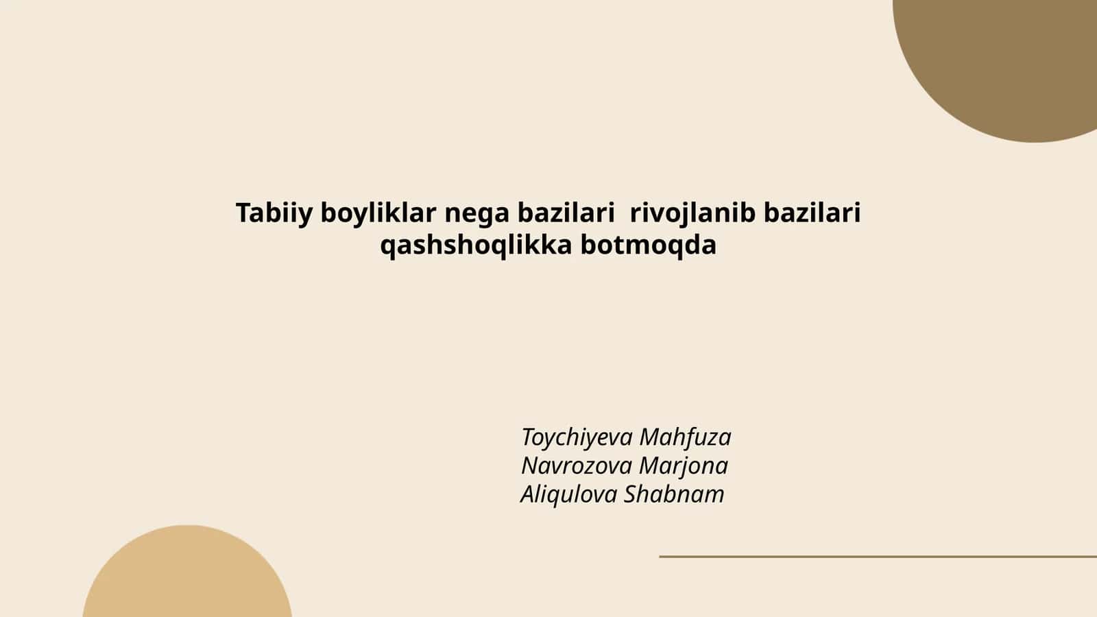 Tabiiy boyliklar nega bazilari rivojlanib bazilari qashshoqlikka botmoqda