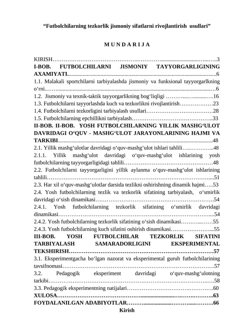 Futbolchilarning tezkorlik jismoniy sifatlarni rivojlantirish usullari